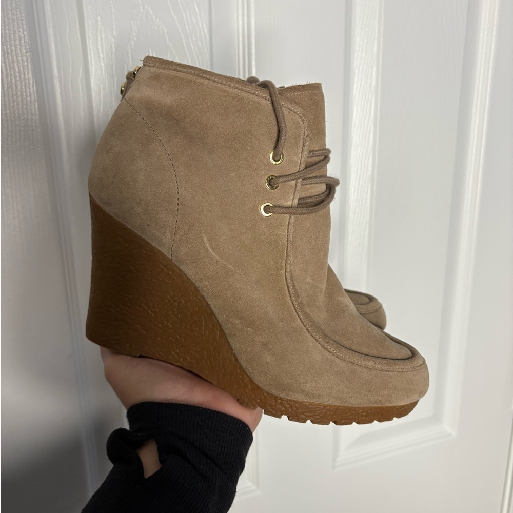 🦋Michael Kors Tan Suede Wedge Ankle Boots, 10M